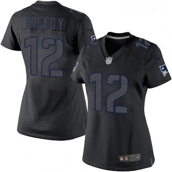Womens Nike New England Patriots 12 Tom Brady Limited Black Impact NFL Jersey Womens Nike New England Patriots 12 Tom Brady Limited Black Impact NFL Jersey