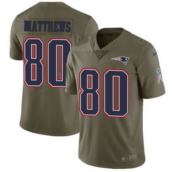 Nike Patriots #80 Jordan Matthews Olive Youth Stitched NFL Limited 2017 Salute to Service Jersey Nike Patriots #80 Jordan Matthews Olive Youth Stitched NFL Limited 2017 Salute to Service Jersey