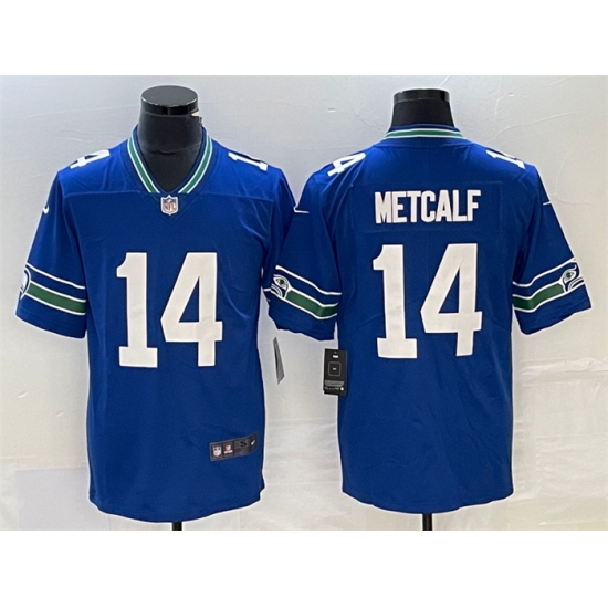 Men Seattle Seahawks 14 DK Metcalf Royal Vapor Untouchable Limited Stitched Football Jersey Men Seattle Seahawks 14 DK Metcalf Royal Vapor Untouchable Limited Stitched Football Jersey