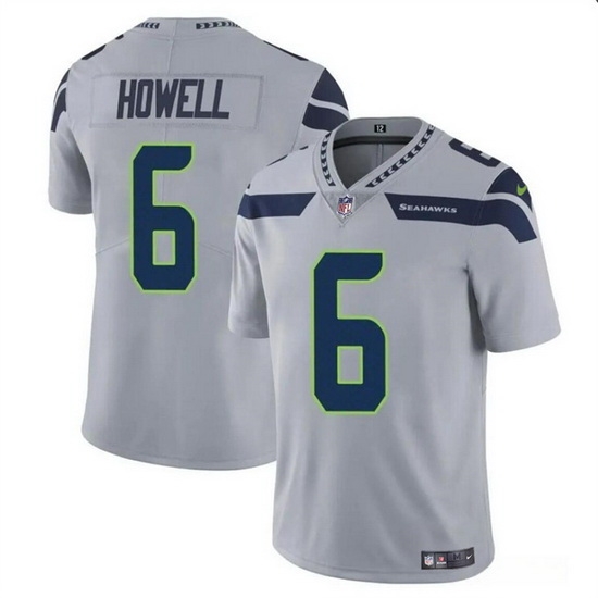 Men Seattle Seahawks 6 Sam Howell Grey Vapor Limited Stitched Football Jersey Men Seattle Seahawks 6 Sam Howell Grey Vapor Limited Stitched Football Jersey