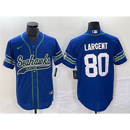 Men Seattle Seahawks 80 Steve Largent Royal Throwback Cool Base Stitched Baseball Jersey Men Seattle Seahawks 80 Steve Largent Royal Throwback Cool Base Stitched Baseball Jersey