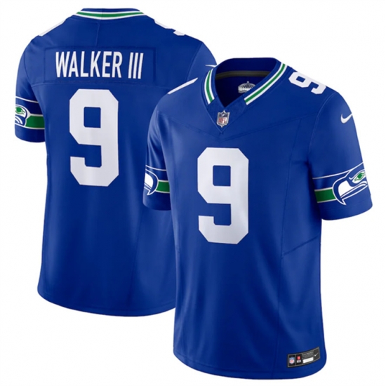 Men Seattle Seahawks 9 Kenneth Walker III Royal 2023 F U S E Vapor Limited Throwback Stitched Jersey Men Seattle Seahawks 9 Kenneth Walker III Royal 2023 F U S E Vapor Limited Throwback Stitched Jersey