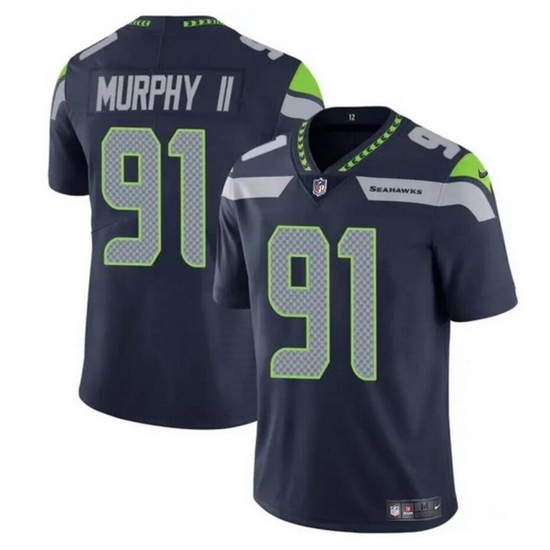 Men Seattle Seahawks 91 Byron Murphy II Navy 2024 Draft Vapor Limited Stitched Football Jersey Men Seattle Seahawks 91 Byron Murphy II Navy 2024 Draft Vapor Limited Stitched Football Jersey