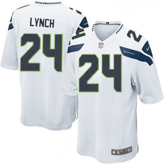 Mens Nike Seattle Seahawks 24 Marshawn Lynch Game White NFL Jersey Mens Nike Seattle Seahawks 24 Marshawn Lynch Game White NFL Jersey