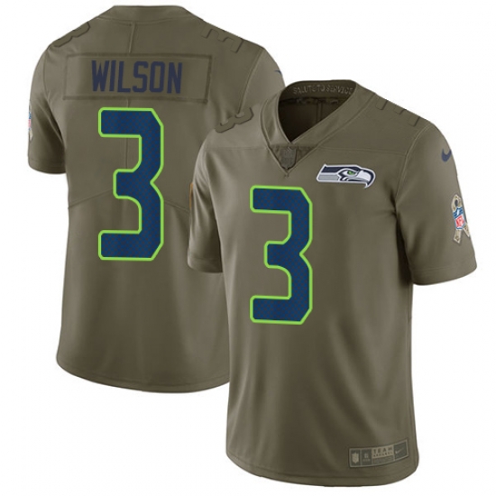 Nike Seahawks #3 Russell Wilson Olive Mens Stitched NFL Limited 2017 Salute to Service Jersey Nike Seahawks #3 Russell Wilson Olive Mens Stitched NFL Limited 2017 Salute to Service Jersey