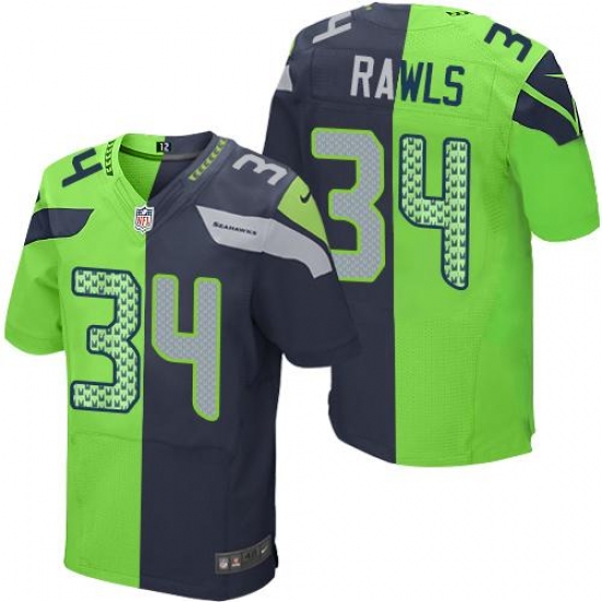 Nike Seahawks #34 Thomas Rawls Steel Blue Green Mens Stitched NFL Elite Split Jersey Nike Seahawks #34 Thomas Rawls Steel Blue Green Mens Stitched NFL Elite Split Jersey