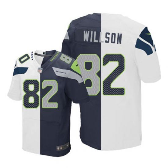 Nike Seahawks #82 Luke Willson White Steel Blue Mens Stitched NFL Elite Split Jersey Nike Seahawks #82 Luke Willson White Steel Blue Mens Stitched NFL Elite Split Jersey