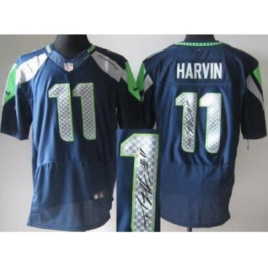 Nike Seattle Seahawks 11 Percy Harvin Blue Elite Signed NFL Jersey Nike Seattle Seahawks 11 Percy Harvin Blue Elite Signed NFL Jersey