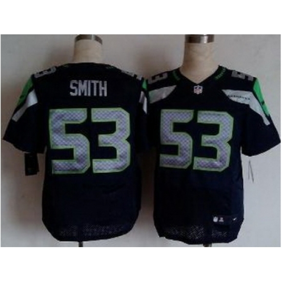 Nike Seattle Seahawks 53 Malcolm Smith Blue Elite NFL Jersey