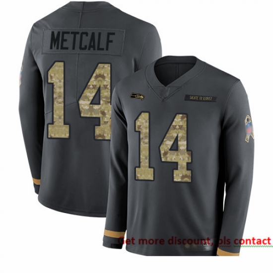 Seahawks 14 D K Metcalf Anthracite Salute to Service Men Stitched Football Limited Therma Long Sleeve Jersey Seahawks 14 D K Metcalf Anthracite Salute to Service Men Stitched Football Limited Therma Long Sleeve Jersey