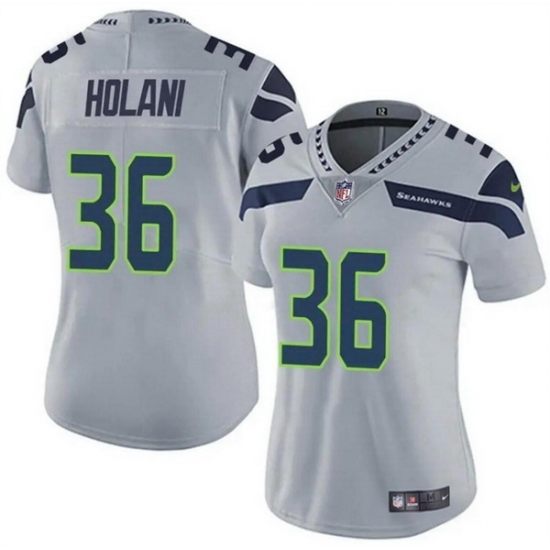 Women Seattle Seahawks 36 George Holani Grey Vapor Limited Stitched Football Jersey Women Seattle Seahawks 36 George Holani Grey Vapor Limited Stitched Football Jersey