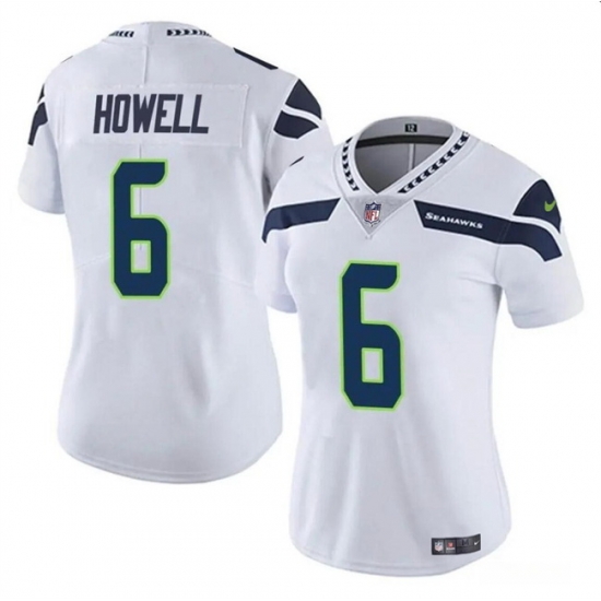 Women Seattle Seahawks 6 Sam Howell White Vapor Limited Stitched Football Jersey Women Seattle Seahawks 6 Sam Howell White Vapor Limited Stitched Football Jersey
