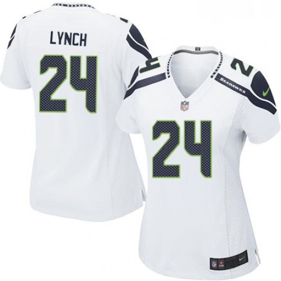 Womens Nike Seattle Seahawks 24 Marshawn Lynch Game White NFL Jersey Womens Nike Seattle Seahawks 24 Marshawn Lynch Game White NFL Jersey