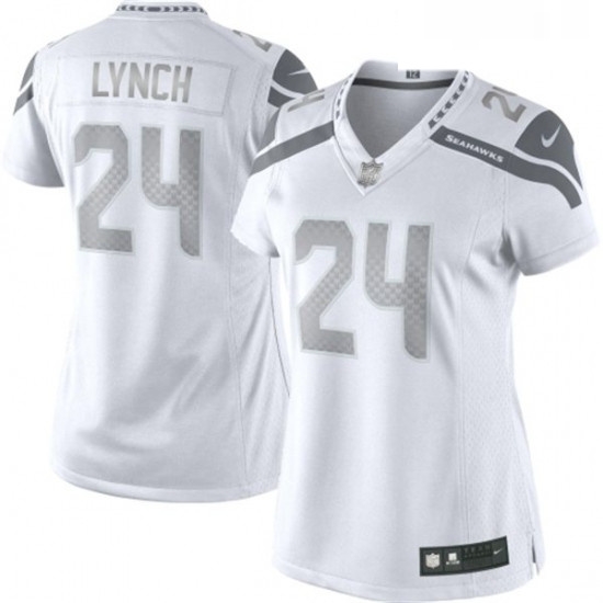Womens Nike Seattle Seahawks 24 Marshawn Lynch Limited White Platinum NFL Jersey Womens Nike Seattle Seahawks 24 Marshawn Lynch Limited White Platinum NFL Jersey
