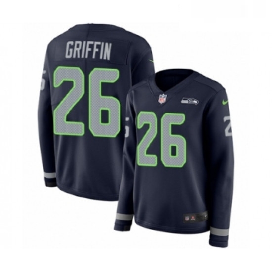 Womens Nike Seattle Seahawks 26 Shaquill Griffin Limited Navy Blue Therma Long Sleeve NFL Jersey Womens Nike Seattle Seahawks 26 Shaquill Griffin Limited Navy Blue Therma Long Sleeve NFL Jersey