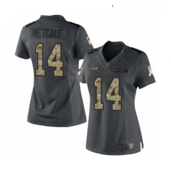 Womens Seattle Seahawks 14 DK Metcalf Limited Black 2016 Salute to Service Football Jersey Womens Seattle Seahawks 14 DK Metcalf Limited Black 2016 Salute to Service Football Jersey