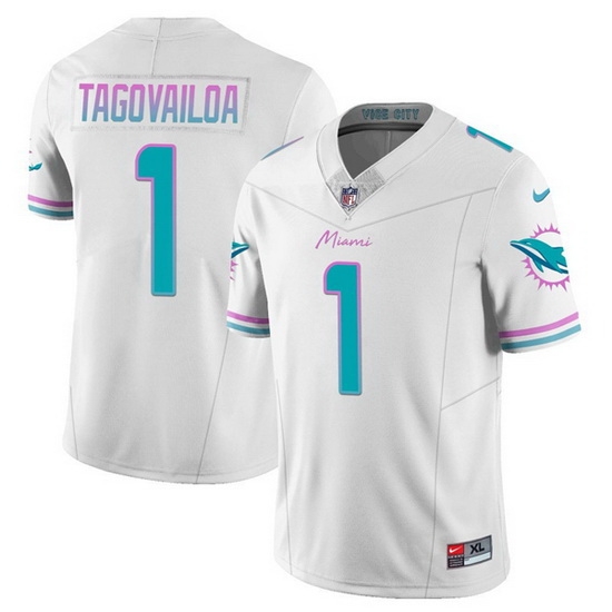 Men Miami Dolphins 1 Tua Tagovailoa White 2023 F U S E Alternate Vapor Limited Stitched Football Jersey Men Miami Dolphins 1 Tua Tagovailoa White 2023 F U S E Alternate Vapor Limited Stitched Football Jersey