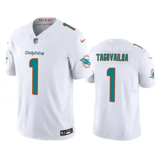 Men Miami Dolphins 1 Tua Tagovailoa White 2023 F U S E Vapor Limited Stitched Football Jersey Men Miami Dolphins 1 Tua Tagovailoa White 2023 F U S E Vapor Limited Stitched Football Jersey