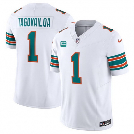 Men Miami Dolphins 1 Tua Tagovailoa White F U S E Alternate With 3 Star C Patch Vapor Limited Stitched Football Jersey Men Miami Dolphins 1 Tua Tagovailoa White F U S E Alternate With 3 Star C Patch Vapor Limited Stitched Football Jersey