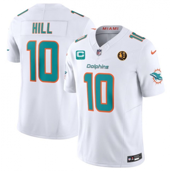 Men Miami Dolphins 10 Tyreek Hill White 2023 F U S E With 2 Star C Patch And John Madden Patch Vapor Limited Stitched Football Jersey Men Miami Dolphins 10 Tyreek Hill White 2023 F U S E With 2 Star C Patch And John Madden Patch Vapor Limited Stitched Football Jersey