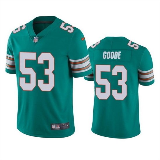 Men Miami Dolphins 53 Cameron Goode Aqua Color Rush Limited Stitched Football Jersey Men Miami Dolphins 53 Cameron Goode Aqua Color Rush Limited Stitched Football Jersey