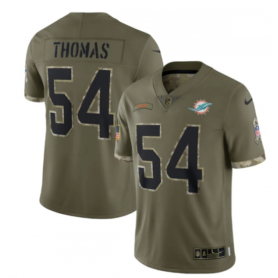 Men Miami Dolphins 54 Zach Thomas Olive 2022 Salute To Service Limited Stitched Jersey Men Miami Dolphins 54 Zach Thomas Olive 2022 Salute To Service Limited Stitched Jersey