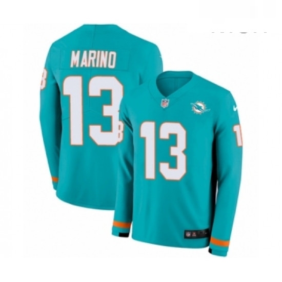 Mens Nike Miami Dolphins 13 Dan Marino Limited Aqua Therma Long Sleeve NFL Jersey Mens Nike Miami Dolphins 13 Dan Marino Limited Aqua Therma Long Sleeve NFL Jersey