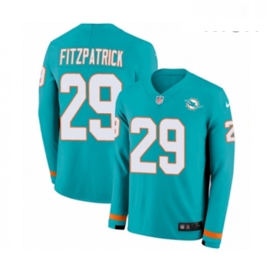 Mens Nike Miami Dolphins 29 Minkah Fitzpatrick Limited Aqua Therma Long Sleeve NFL Jersey Mens Nike Miami Dolphins 29 Minkah Fitzpatrick Limited Aqua Therma Long Sleeve NFL Jersey