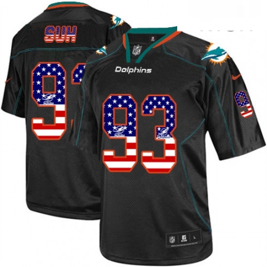 Mens Nike Miami Dolphins 93 Ndamukong Suh Elite Black USA Flag Fashion NFL Jersey Mens Nike Miami Dolphins 93 Ndamukong Suh Elite Black USA Flag Fashion NFL Jersey