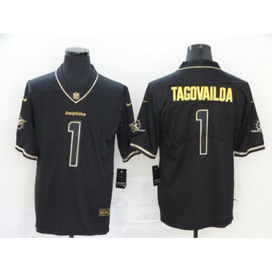 Nike Dolphins 1 Tua Tagovailoa Black Gold Vapor Untouchable Limited Jersey Nike Dolphins 1 Tua Tagovailoa Black Gold Vapor Untouchable Limited Jersey