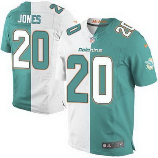 Nike Dolphins #20 Reshad Jones Aqua Green White Mens Stitched NFL Elite Split Jersey Nike Dolphins #20 Reshad Jones Aqua Green White Mens Stitched NFL Elite Split Jersey