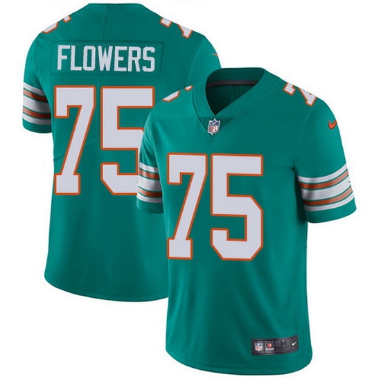Nike Dolphins 75 Ereck Flowers Aqua Green Alternate Men Stitched NFL Vapor Untouchable Limited Jersey Nike Dolphins 75 Ereck Flowers Aqua Green Alternate Men Stitched NFL Vapor Untouchable Limited Jersey