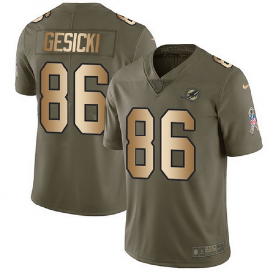 Nike Dolphins #86 Mike Gesicki Olive Gold Mens Stitched NFL Limited 2017 Salute To Service Jersey Nike Dolphins #86 Mike Gesicki Olive Gold Mens Stitched NFL Limited 2017 Salute To Service Jersey