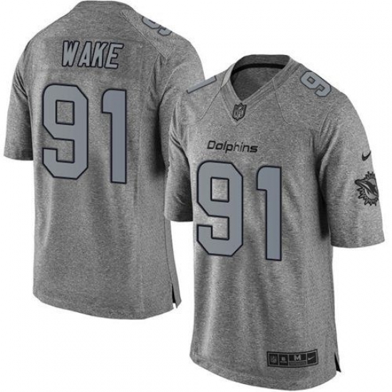 Nike Dolphins #91 Cameron Wake Gray Mens Stitched NFL Limited Gridiron Gray Jersey Nike Dolphins #91 Cameron Wake Gray Mens Stitched NFL Limited Gridiron Gray Jersey