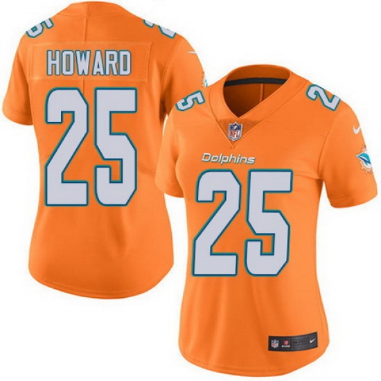 Nike Dolphins 25 Xavien Howard Orange Womens Stitched NFL Limited Rush Jersey Nike Dolphins 25 Xavien Howard Orange Womens Stitched NFL Limited Rush Jersey