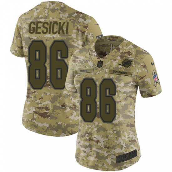 Nike Dolphins #86 Mike Gesicki Camo Women Stitched NFL Limited 2018 Salute to Service Jersey Nike Dolphins #86 Mike Gesicki Camo Women Stitched NFL Limited 2018 Salute to Service Jersey