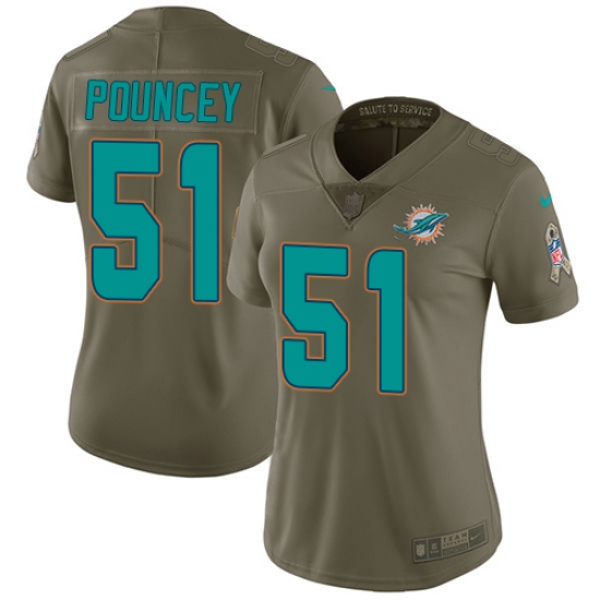 Womens Nike Dolphins #51 Mike Pouncey Olive Stitched NFL Limited 2017 Salute to Service Jersey Womens Nike Dolphins #51 Mike Pouncey Olive Stitched NFL Limited 2017 Salute to Service Jersey