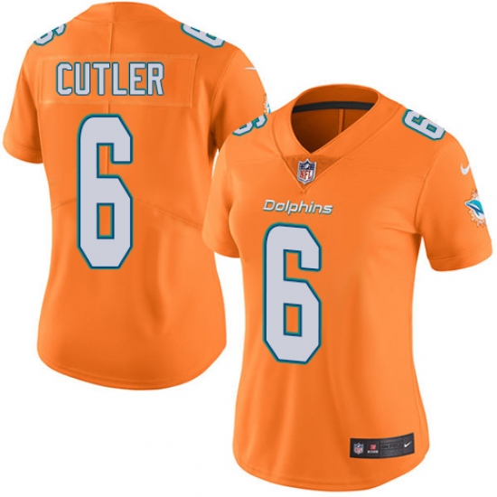 Womens Nike Dolphins #6 Jay Cutler Orange Stitched NFL Limited Rush Jersey Womens Nike Dolphins #6 Jay Cutler Orange Stitched NFL Limited Rush Jersey
