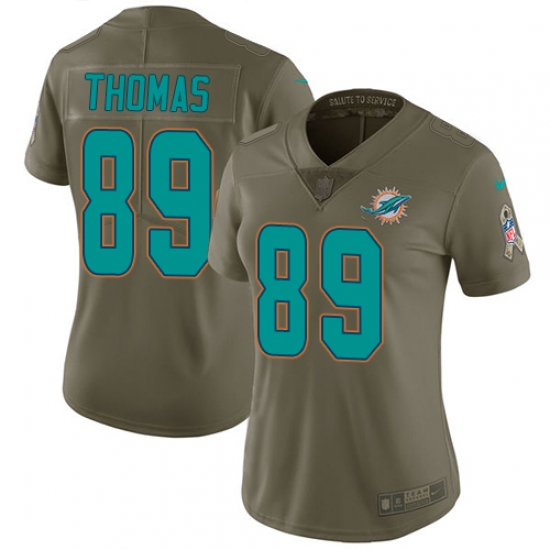 Womens Nike Dolphins #89 Julius Thomas Olive Stitched NFL Limited 2017 Salute to Service Jersey Womens Nike Dolphins #89 Julius Thomas Olive Stitched NFL Limited 2017 Salute to Service Jersey