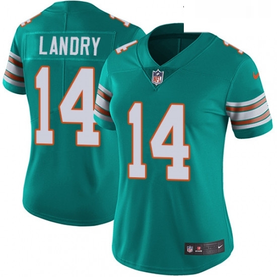 Womens Nike Miami Dolphins 14 Jarvis Landry Aqua Green Alternate Vapor Untouchable Limited Player NFL Jersey Womens Nike Miami Dolphins 14 Jarvis Landry Aqua Green Alternate Vapor Untouchable Limited Player NFL Jersey