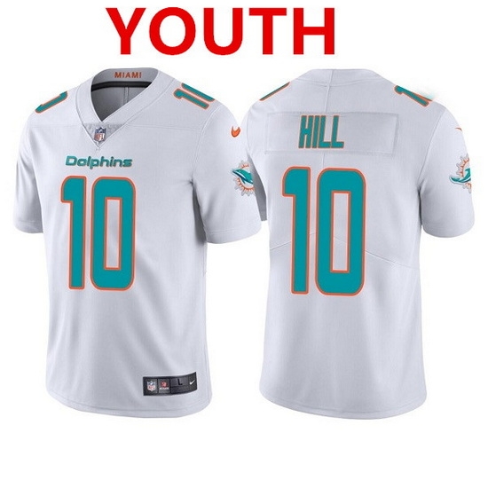 Youth Miami Dolphins 10 Tyreek Hill White Vapor Untouchable Limited Stitched Jersey Youth Miami Dolphins 10 Tyreek Hill White Vapor Untouchable Limited Stitched Jersey