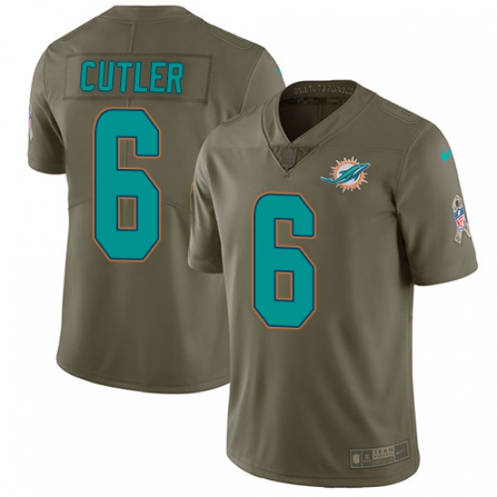 Youth Nike Dolphins #6 Jay Cutler Olive Stitched NFL Limited 2017 Salute to Service Jersey Youth Nike Dolphins #6 Jay Cutler Olive Stitched NFL Limited 2017 Salute to Service Jersey