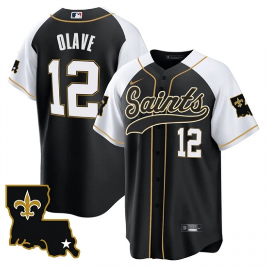 Men New Orleans Saints 12 Chris Olave Black White 1987 Legacy Cool Base Stitched Baseball Jersey Men New Orleans Saints 12 Chris Olave Black White 1987 Legacy Cool Base Stitched Baseball Jersey