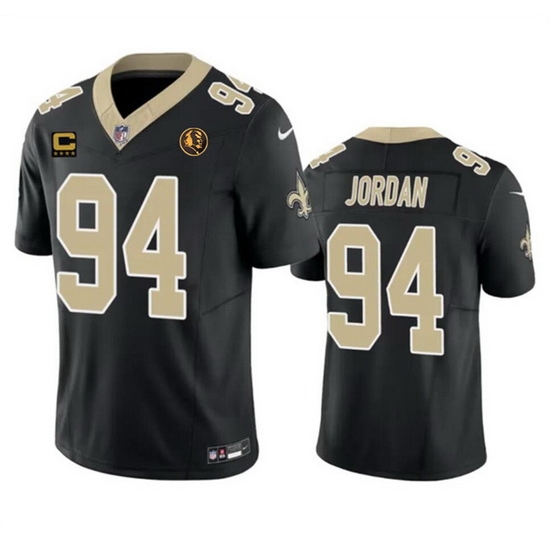 Men New Orleans Saints 94 Cameron Jordan Black 2023 F U S E With 4 Star C Patch And John Madden Patch Vapor Limited Stitched Football Jersey Men New Orleans Saints 94 Cameron Jordan Black 2023 F U S E With 4 Star C Patch And John Madden Patch Vapor Limited Stitched Football Jersey