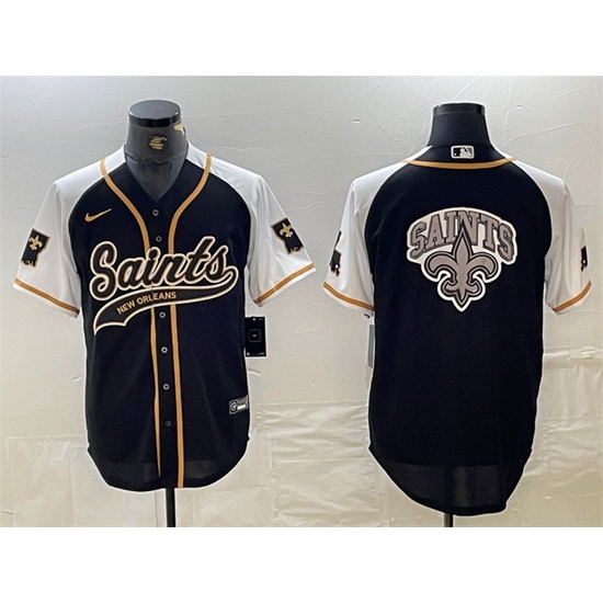 Men New Orleans Saints Team Big Logo Black White 1987 Legacy Cool Base Stitched Baseball Jersey Men New Orleans Saints Team Big Logo Black White 1987 Legacy Cool Base Stitched Baseball Jersey