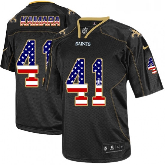Mens Nike New Orleans Saints 41 Alvin Kamara Elite Black USA Flag Fashion NFL Jersey Mens Nike New Orleans Saints 41 Alvin Kamara Elite Black USA Flag Fashion NFL Jersey