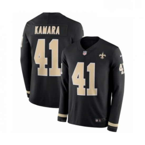 Mens Nike New Orleans Saints 41 Alvin Kamara Limited Black Therma Long Sleeve NFL Jersey Mens Nike New Orleans Saints 41 Alvin Kamara Limited Black Therma Long Sleeve NFL Jersey