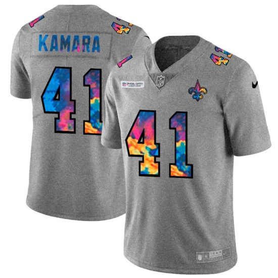 New Orleans Saints 41 Alvin Kamara Men Nike Multi Color 2020 NFL Crucial Catch NFL Jersey Greyheather New Orleans Saints 41 Alvin Kamara Men Nike Multi Color 2020 NFL Crucial Catch NFL Jersey Greyheather