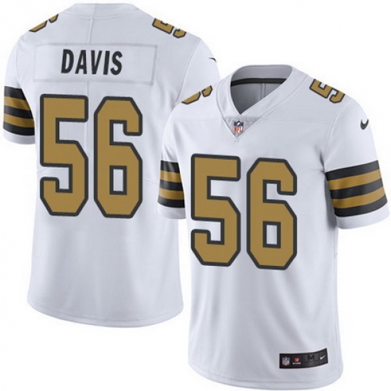 Nike Saints #56 DeMario Davis White Mens Stitched NFL Limited Rush Jersey Nike Saints #56 DeMario Davis White Mens Stitched NFL Limited Rush Jersey
