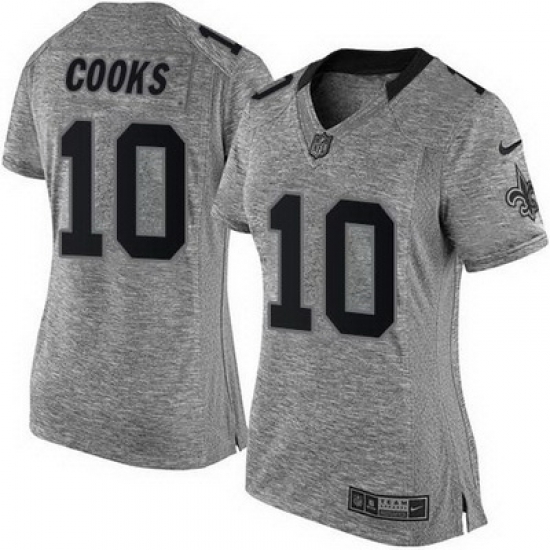 Nike Saints #10 Brandin Cooks Gray Womens Stitched NFL Limited Gridiron Gray Jersey Nike Saints #10 Brandin Cooks Gray Womens Stitched NFL Limited Gridiron Gray Jersey